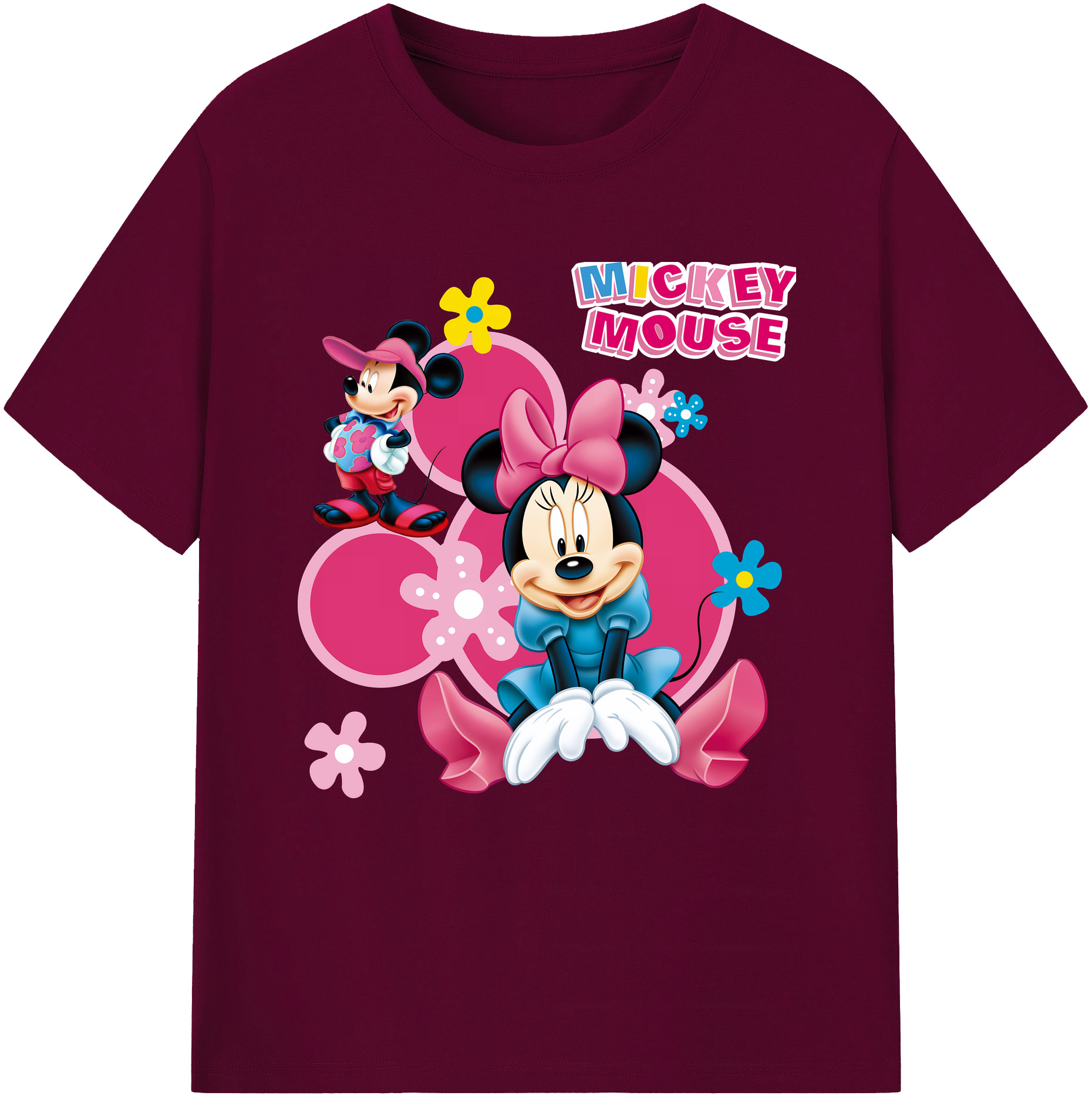 （画像用） ミッキーマウス Mickey Mouse レディースカジュアルプリントTシャツ（綿100％）